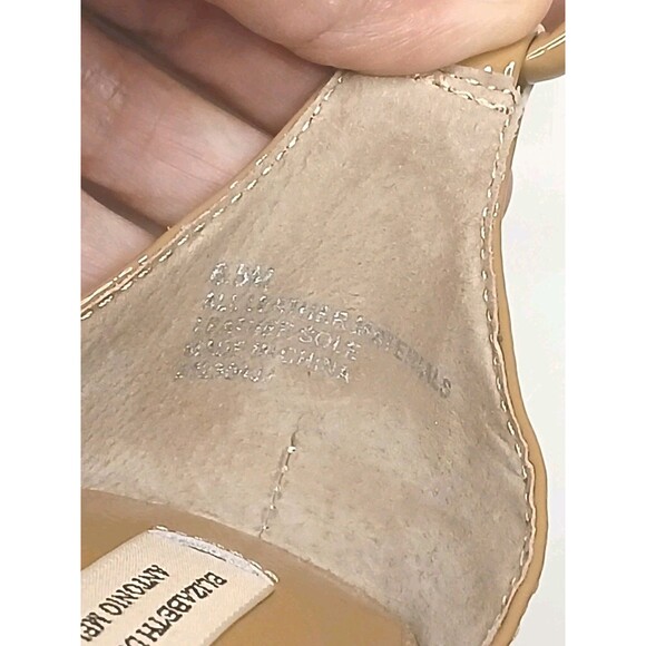 Antonio Melani Sandals Sz 6.5 Tan Brown Patent Leather Strappy Kitten Heel $150 - Picture 6 of 16